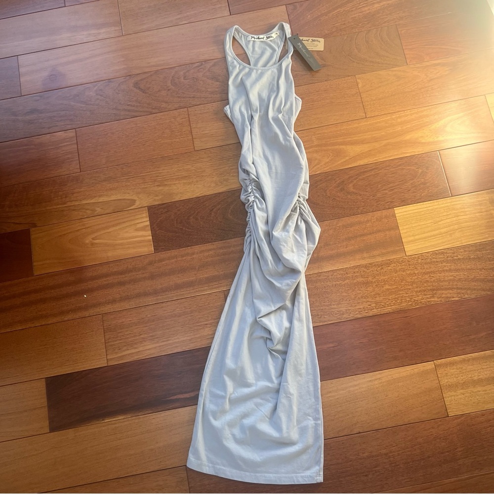 New Michael Stars Ruched Tank midi dress in light blue in size XS